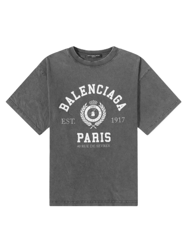 Тениска Balenciaga Varsity Logo Tee Сиво | 612966-TMV98-1000