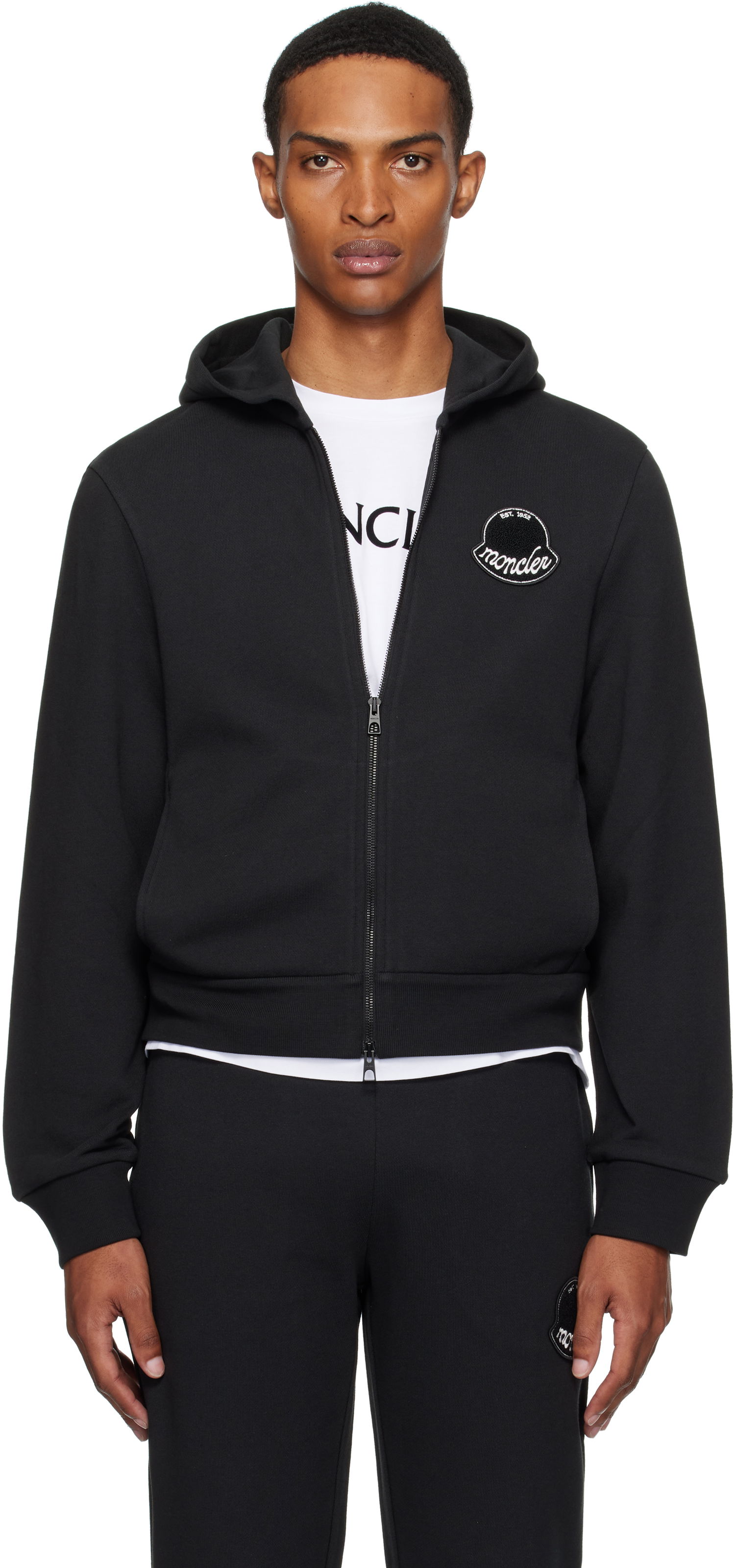 Суитчър Moncler Moncler Logo Cotton Zip-Up Hoodie Черно | K20918G0002389AZU, 0