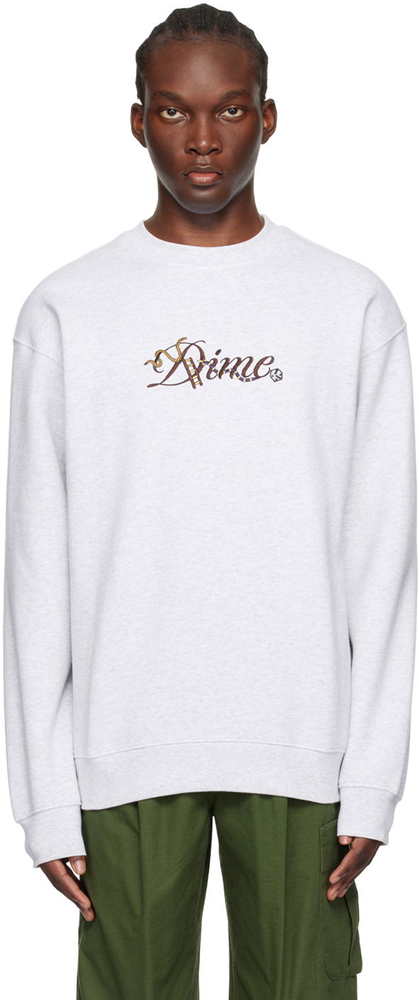 Тениска Dime Gray Cursive Snake Sweatshirt Бяло | DIMESP24D219ASH