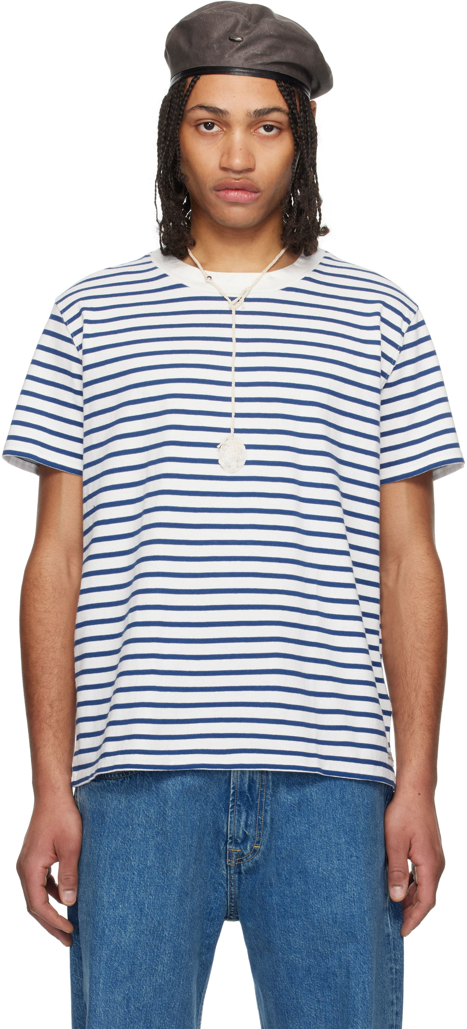 Тениска OUR LEGACY OUR LEGACY Bliss Striped T-Shirt Бяло | M2256BG, 0