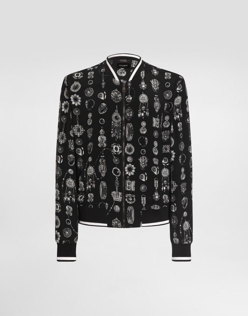 Яке бомбър Dolce & Gabbana Jewel-print Marocain Crêpe Jacket Черно | G9BLMTIS1ZWHH5QP