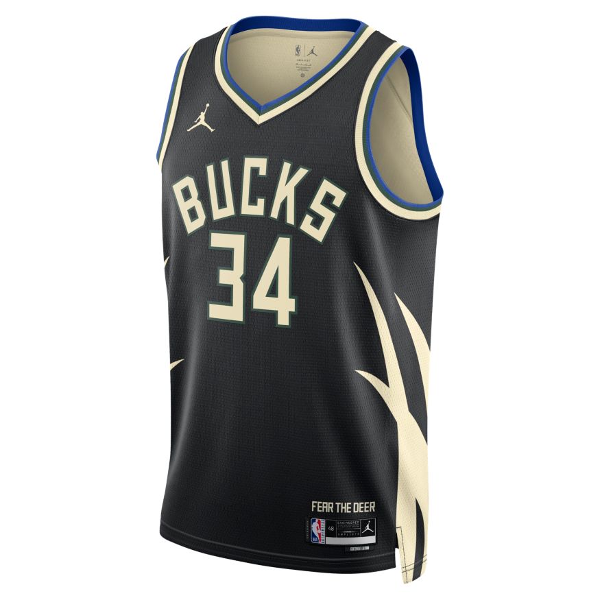 Фланелка Jordan Dri-FIT NBA Milwaukee Bucks Statement Edition 2022 Swingman Jersey Черно | DO9533-010, 0