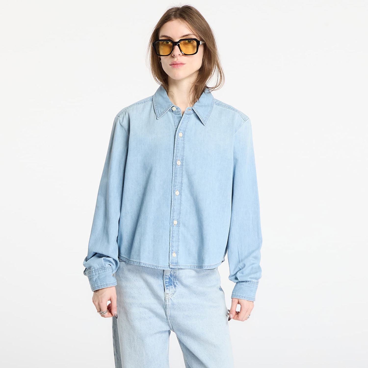 Риза CALVIN KLEIN Calvin Klein Jeans Cropped Ls Shirt Синьо | LV047E901G 346, 0