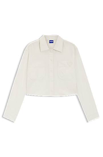 Риза BOSS Relaxed-fit blouse in cotton with Happy logo Бежово | 50542967