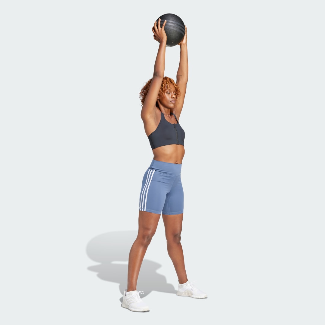 Клинове adidas Performance Training Essentials 3-Stripes High-Waisted Short Синьо | IS4208, 1