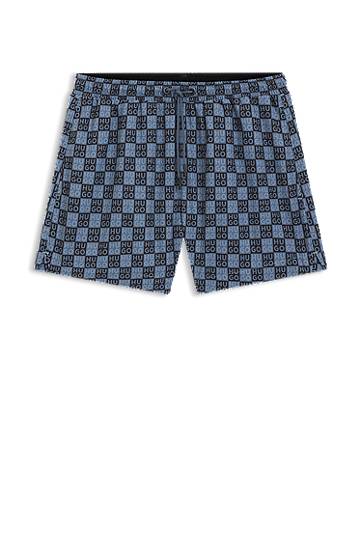 Бански BOSS Swim shorts with all-over HUGO checkerboard logo pattern Синьо | 50556792, 0