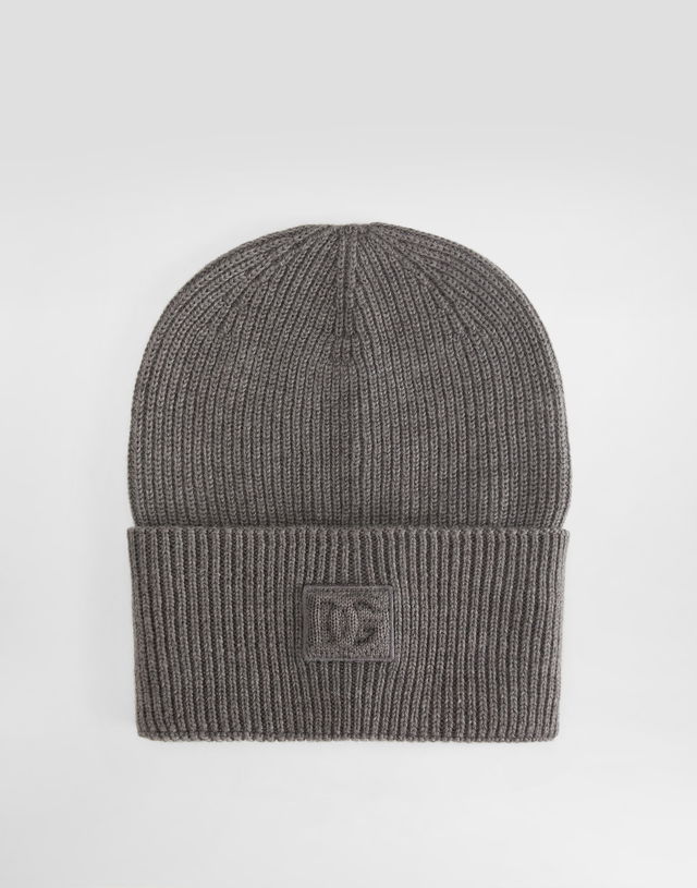 Dolce & Gabbana Ribbed Knit Wool Beanie with Embossed Logo Patch