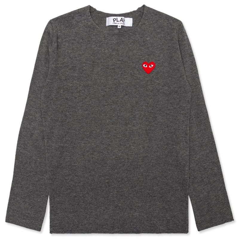 Пуловер Comme des Garçons Play Heart Crewneck Sweater Сиво | AZ-N067-051-3