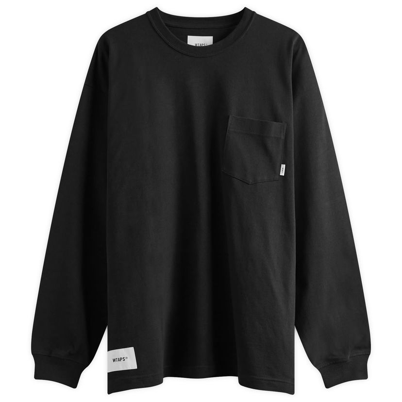 Тениска WTAPS 12 Long Sleeve Printed Черно | 241ATDT-CSM12-BLK