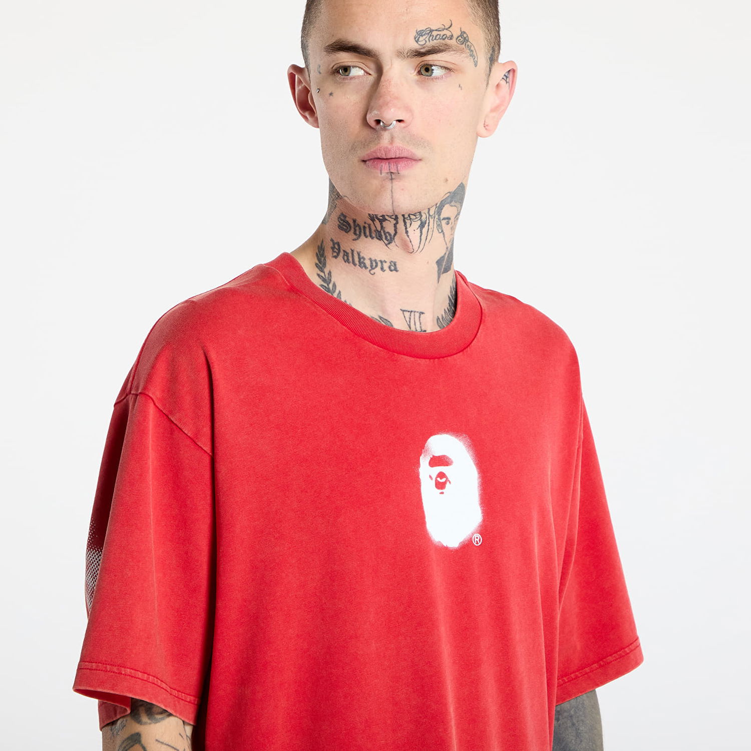 Тениска BAPE A BATHING APE Pigment Print Ape Head Relaxed Fit T-Shirt Червено | 001CSL301307MRED, 1