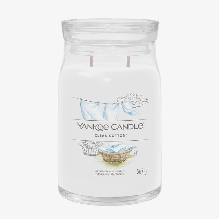 Свещи Yankee Candle Large Jar Candle Clean Cotton 2 Wicks Бяло | 40367, 0
