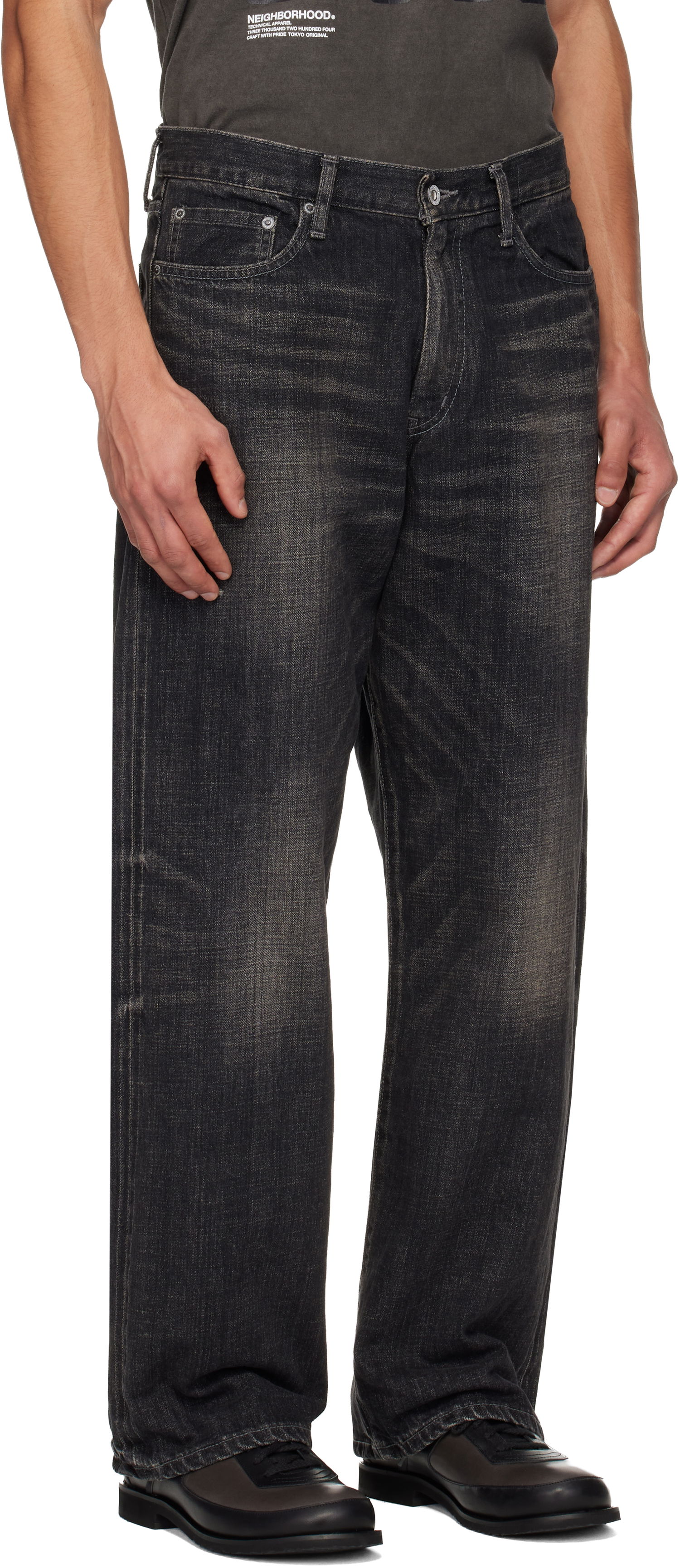 Дънки Neighborhood Washed Denim DP Wide Jeans Черно | 252XBNH-PTM04, 1