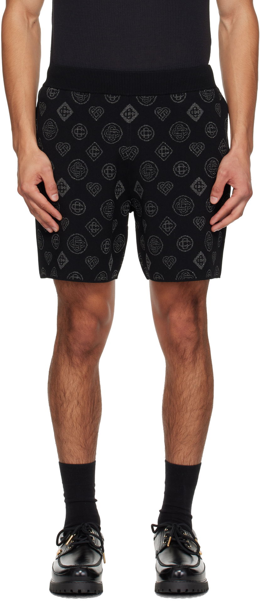 Къси панталони Casablanca City Jacquard Shorts Черно | M-AW25-KW-1107-01