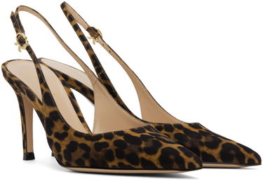 Кецове и обувки Gianvito Rossi Leopard Print Suede Slingback Pumps Кафяво | G95433-85RIC-CMD, 3