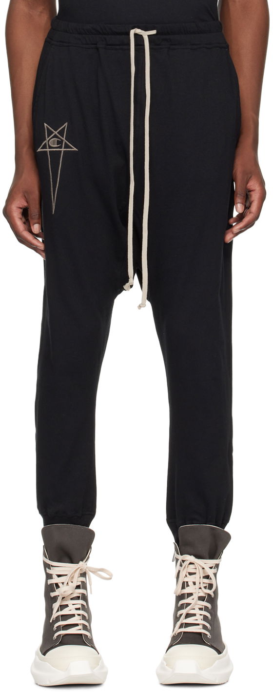 Спортни панталони Rick Owens Sweatpants With Embroidered Logo Черно | CM01D9244 CHJER