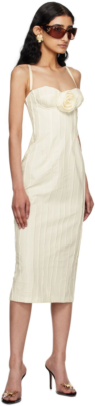 Pокля Blumarine Blumarine Floral Midi Dress Бежово | P444A122A, 3