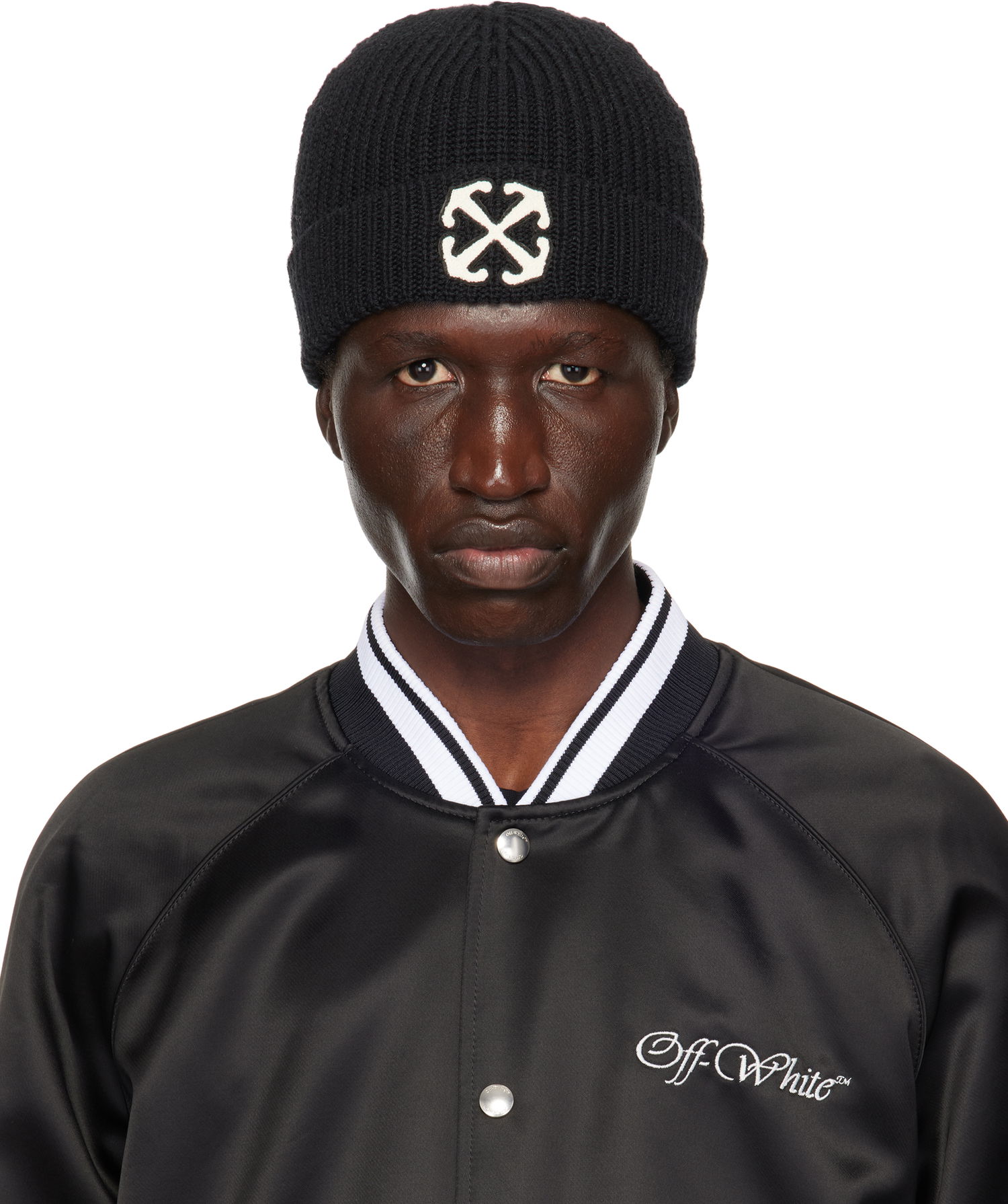 Яке бомбър Off-White Black Beanie With Logo Patch Черно | OMLC041C99KNI0041001, 0