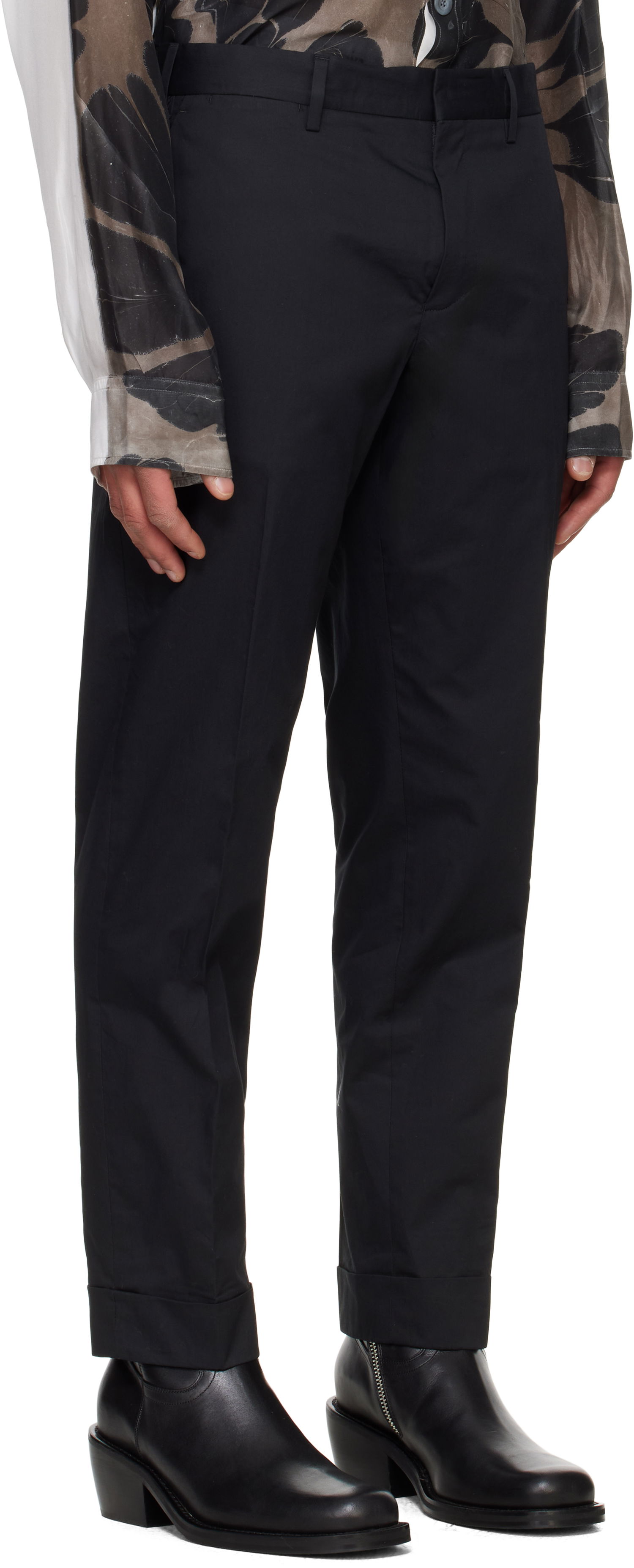 Панталони Dries Van Noten Dries Van Noten Cuffed Trousers Черно | 251-020904-1147, 1