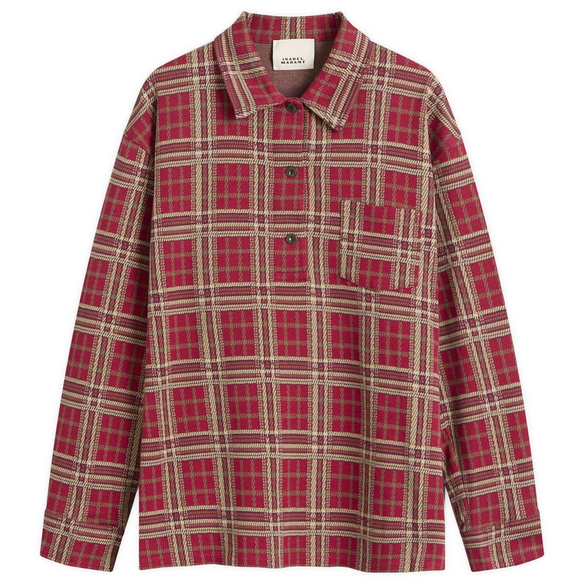 Риза ISABEL MARANT Isabel Marant Bruna Check Shirt, Size Medium Червено | 25HCH0261FA-C4K01I-70RD