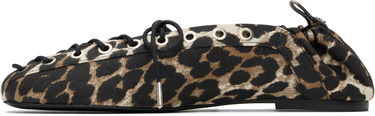 Облекло GANNI GANNI Printed Denim Lace-Up Ballerina Flats Кафяво | S2961, 2