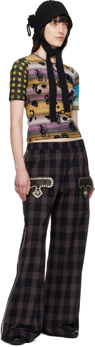 Панталони Chopova Lowena Chopova Lowena Annex Plaid Trousers with Mushroom Appliqué Черно | 4099, 3