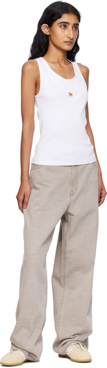 Потник MAISON KITSUNÉ Maison Kitsuné 'Baby Fox' Ribbed Tank Top Бяло | PW00623KA0033, 3