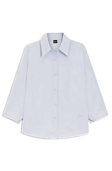 Риза BOSS Relaxed-fit cotton poplin blouse with kimono sleeves Синьо | 50553519, 0
