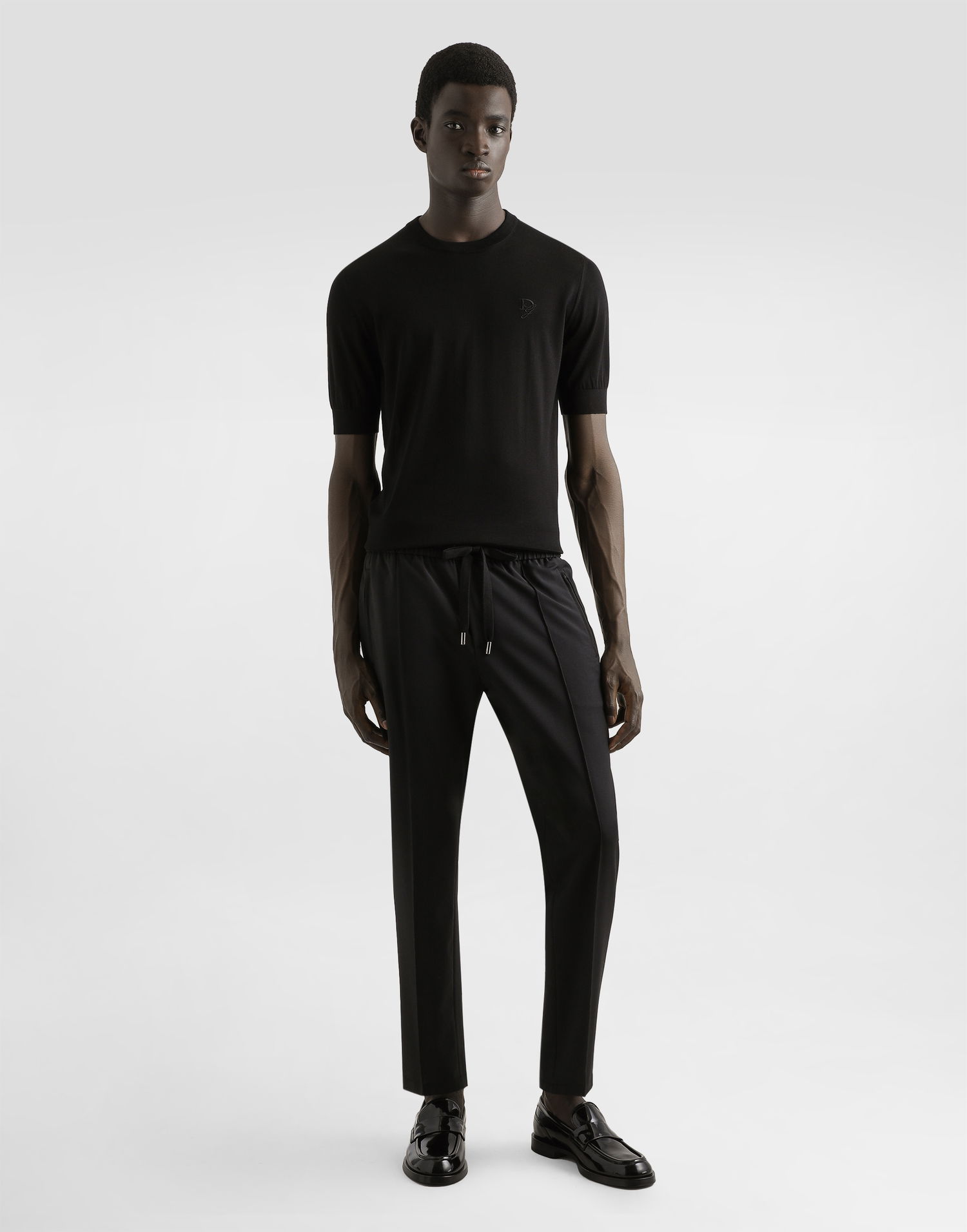 Пуловер Dolce & Gabbana Dolce & Gabbana Silk Round-Neck Sweater with DG Embroidery Черно | GXX03ZJBSK3N0000, 1