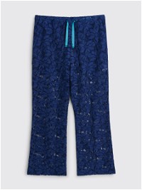 Lace Cloth Flower Boot-Cut Pants Navy