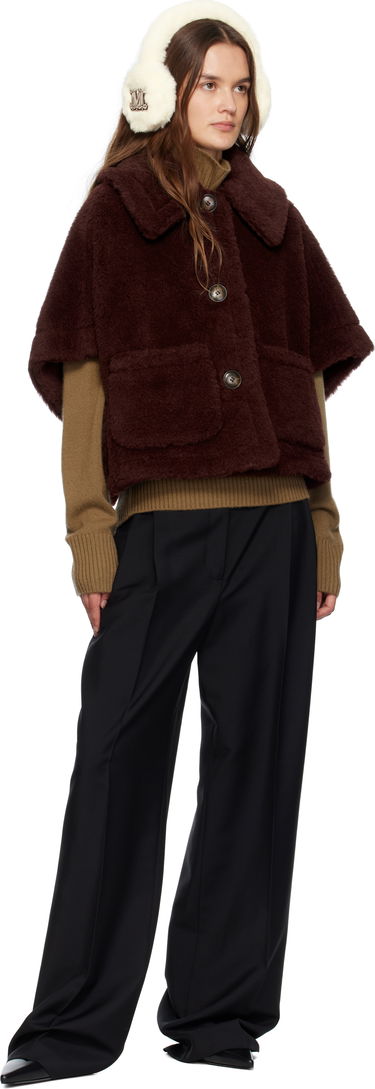 Яке Max Mara Max Mara Newterzo1 Cropped Faux Fur Jacket Бургунди | 2524736062600, 3