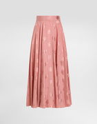 Dolce & Gabbana Silk Jacquard Calf-Length Circle Skirt with DG Logo