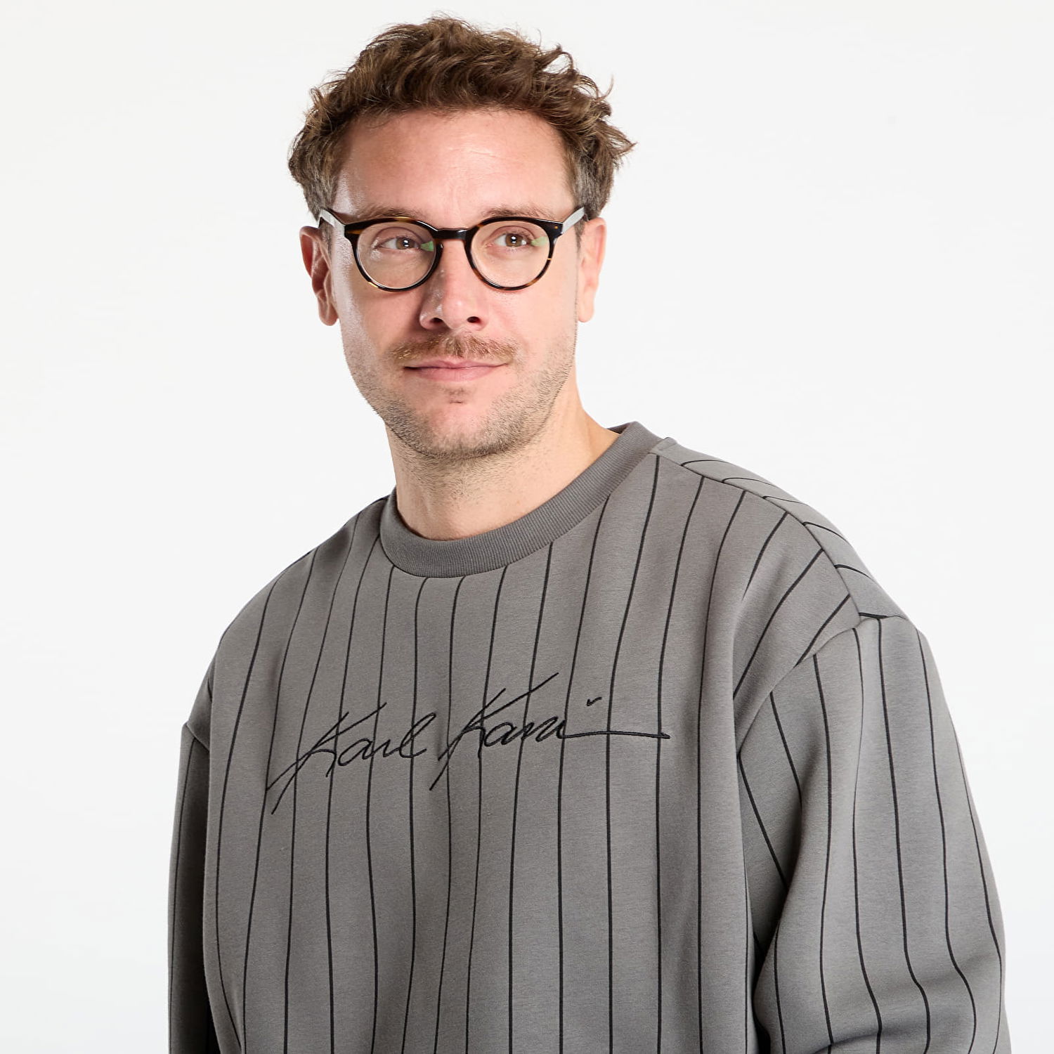 Суитчър Karl Kani Karl Kani Autograph Pinstripe Crewneck Sweatshirt Сиво | PD00007594, 1