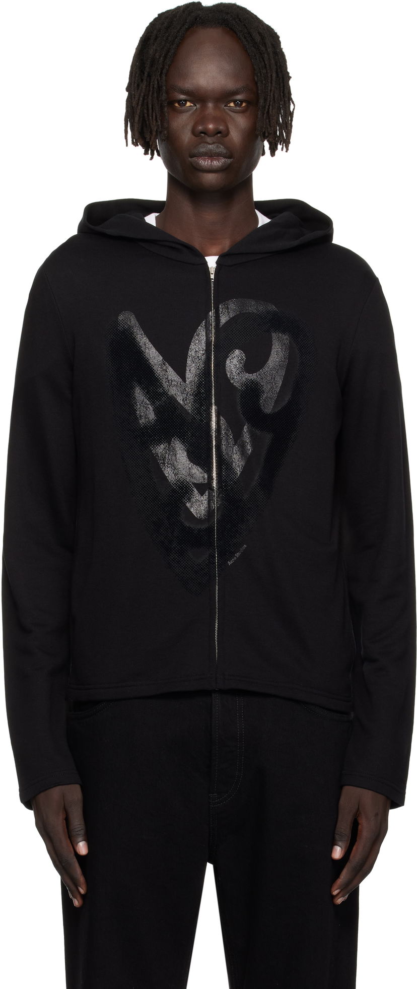 Суитчър Acne Studios Acne Studios Heart Logo Zip Hoodie Черно | CI0201-