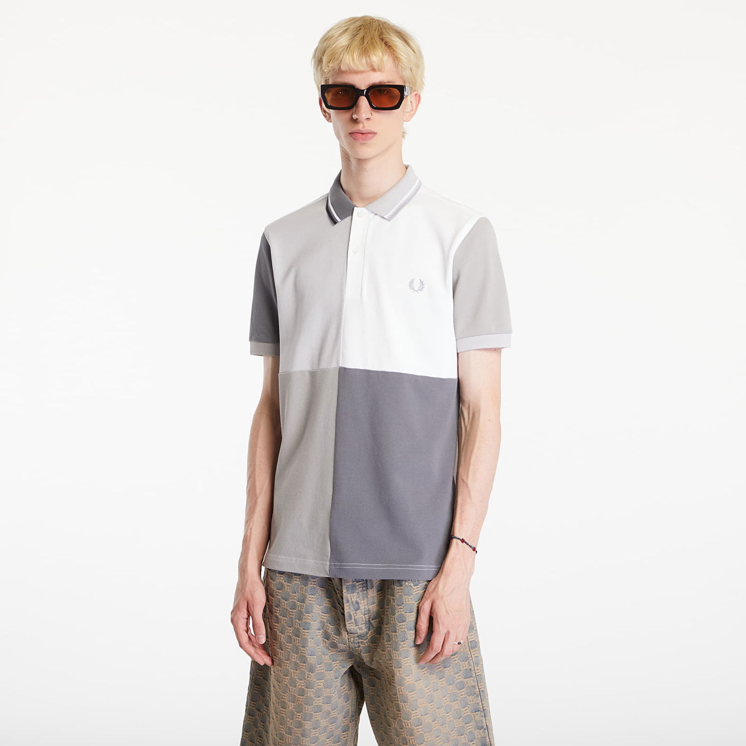 Поло тениска Fred Perry Beams Grid Design Fp Polo T-Shirt White Бяло | SM7187 100, 0