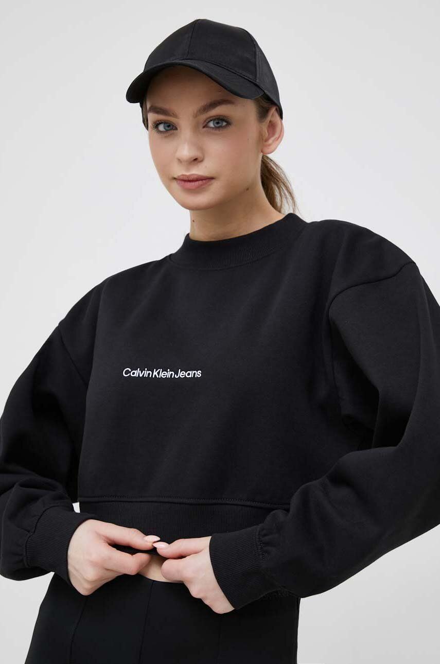 Суитчър CALVIN KLEIN Embroided Logo Sweatshirt Черно | J20J220689.PPYX, 0