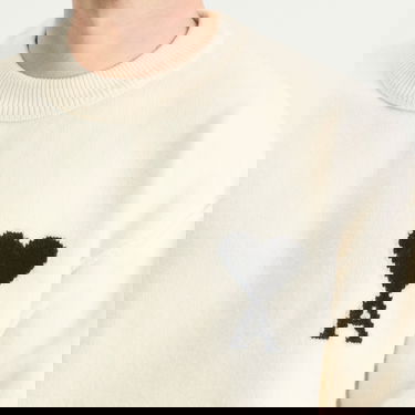 Пуловер AMI Men's Felted Merino Wool ADC Crew Neck Jumper, Size Large Бяло | H25UKS838-018-151H25, 5
