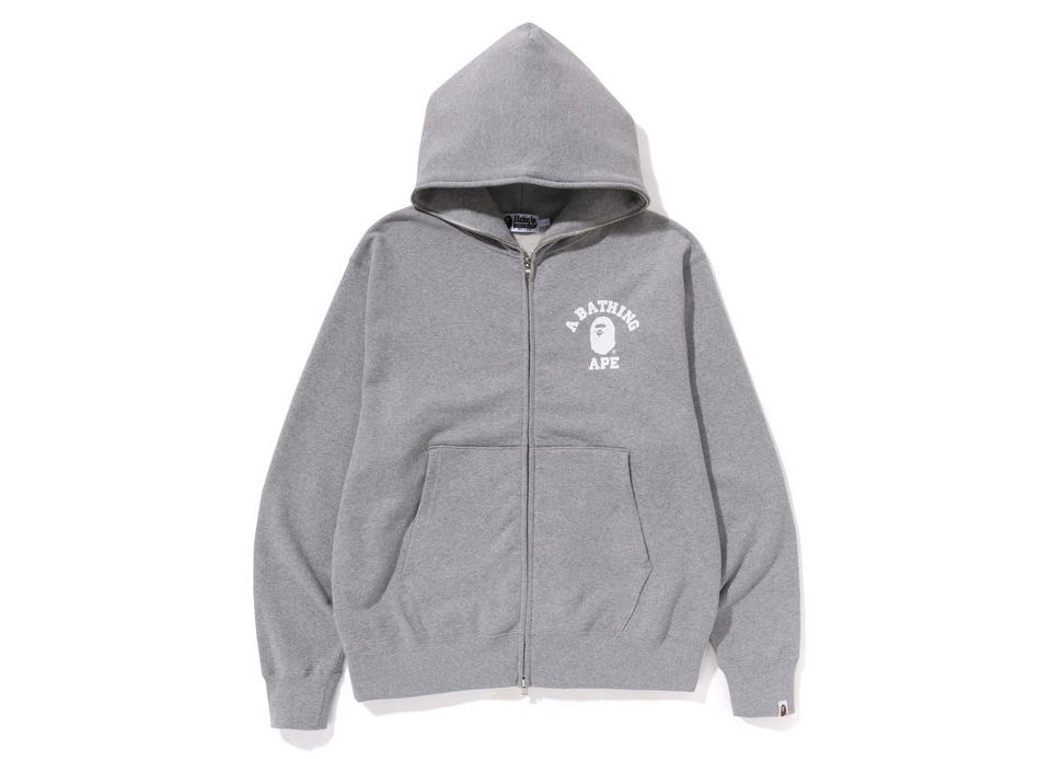 Суитчър BAPE College Relaxed Fit Full Zip Hoodie Сиво | 1J30-115-018, 0