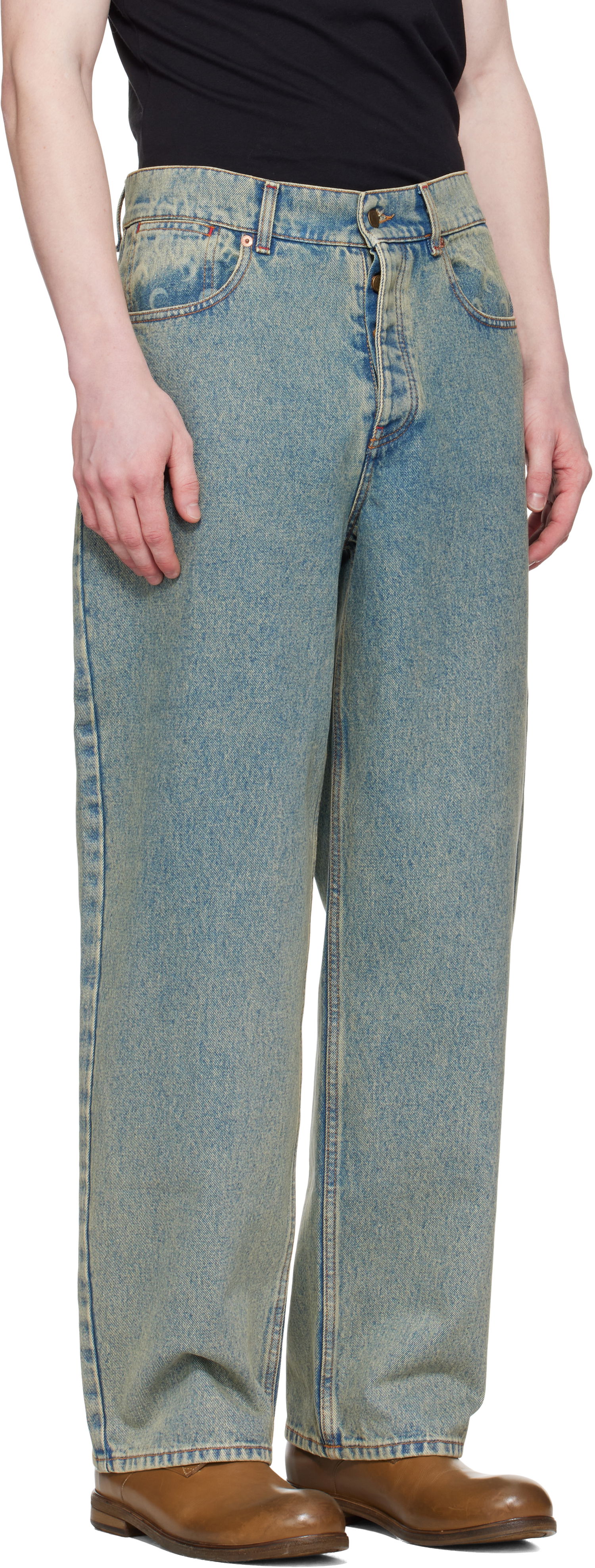 Дънки Marine Serre Marine Serre Moon Laser Baggy Jeans Синьо | MPA070A CDEN0003, 1