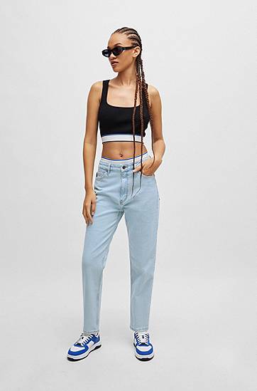 Дънки BOSS Stretch Denim Mom Jeans Синьо | 50520613, 1