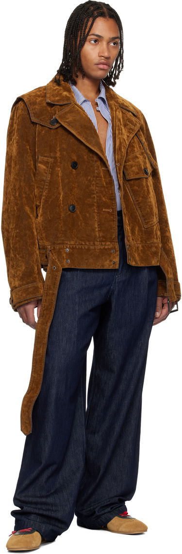 Яке Dries Van Noten Dries Van Noten Belted Velvet Jacket Кафяво | 252-020579-2392, 3
