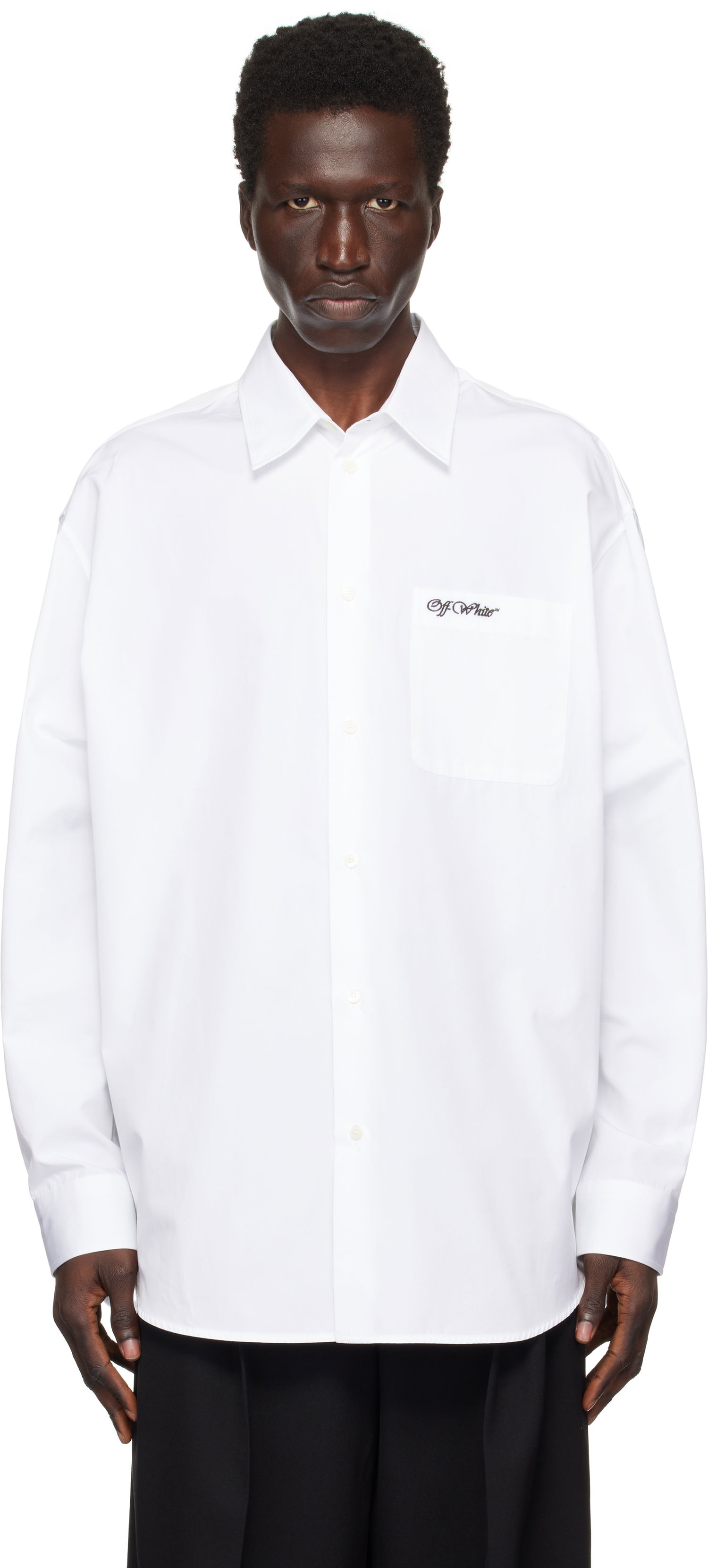 Риза Off-White Oversized Popeline Shirt Бяло | OMGE004F24FAB0010110, 0