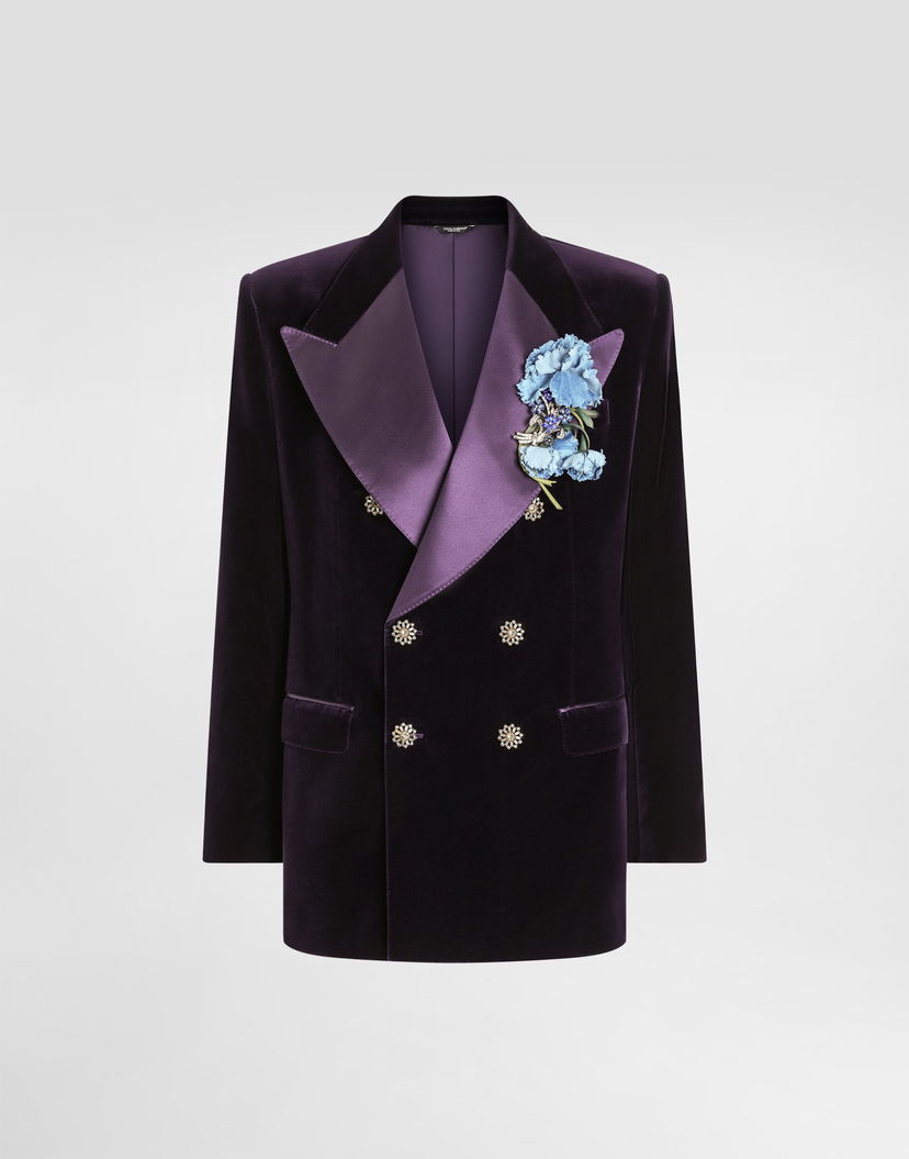 Яке Dolce & Gabbana Sicilia Double-breasted Smooth Velvet Jacket Лилаво | G2VO3ZFUVG7B0324