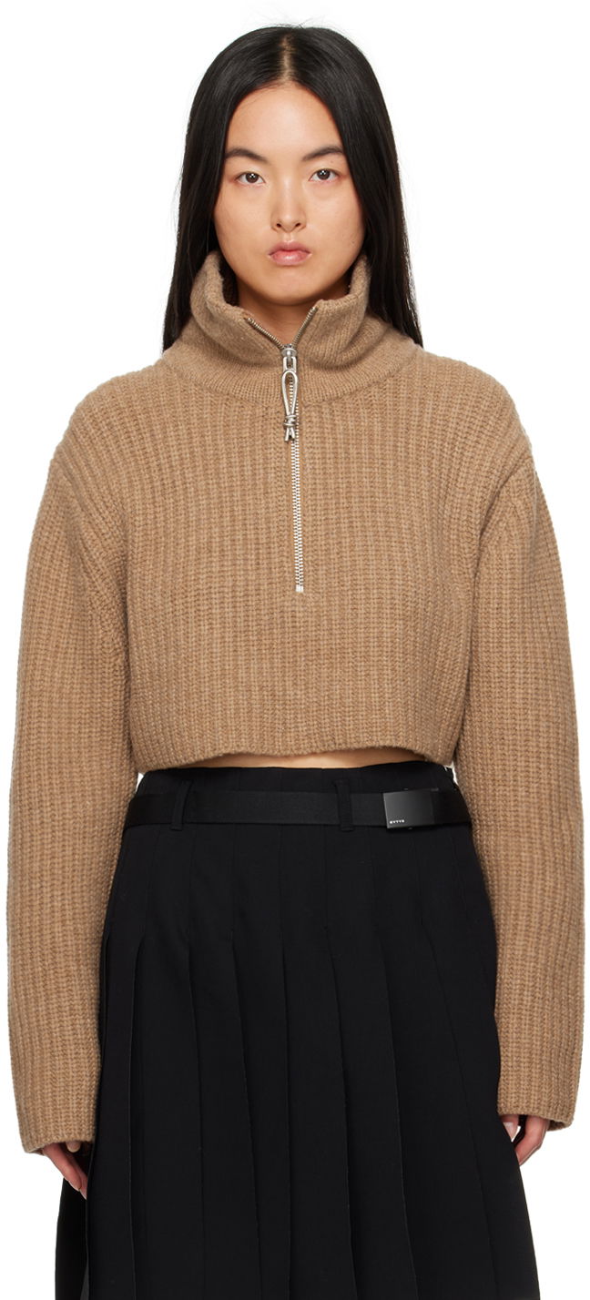 Пуловер Eytys Kylo Cropped Half-Zip Sweater Кафяво | A239002