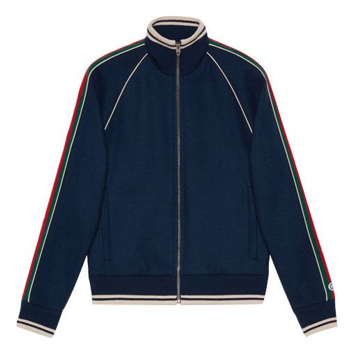 Суитчър Gucci Zipper Long Sleeve Jacket Синьо | 645243-XJC58-4215