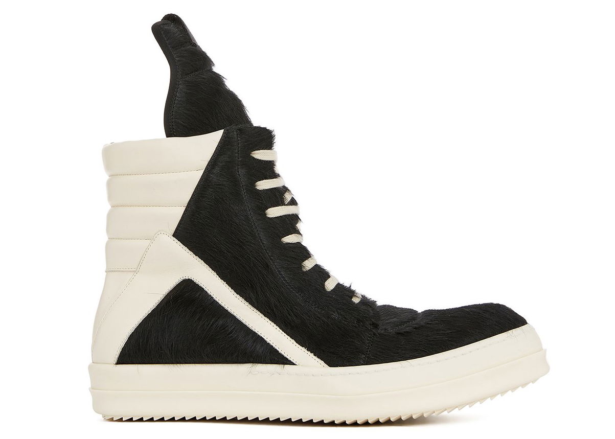 Кецове и обувки Rick Owens GeoBasket Cow Fur Black Milk Черно | RR02B2894LHL-911, 0