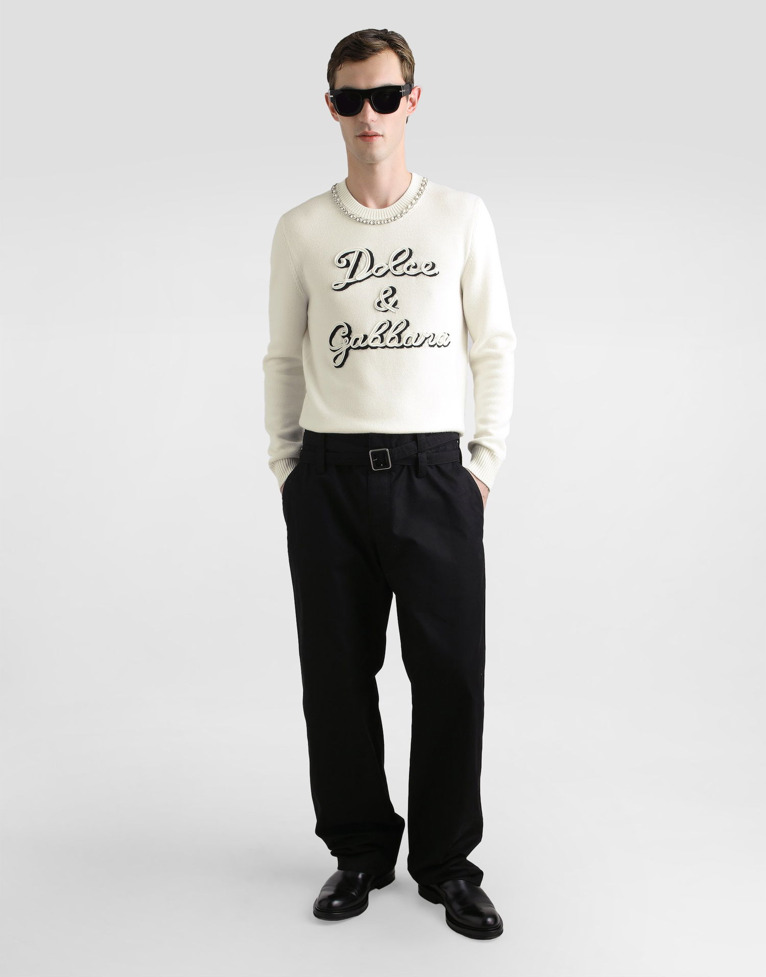 Пуловер Dolce & Gabbana Dolce & Gabbana Wool Pullover with Crystal Embellishment Бяло | GXX01ZJDVC3W4335, 1