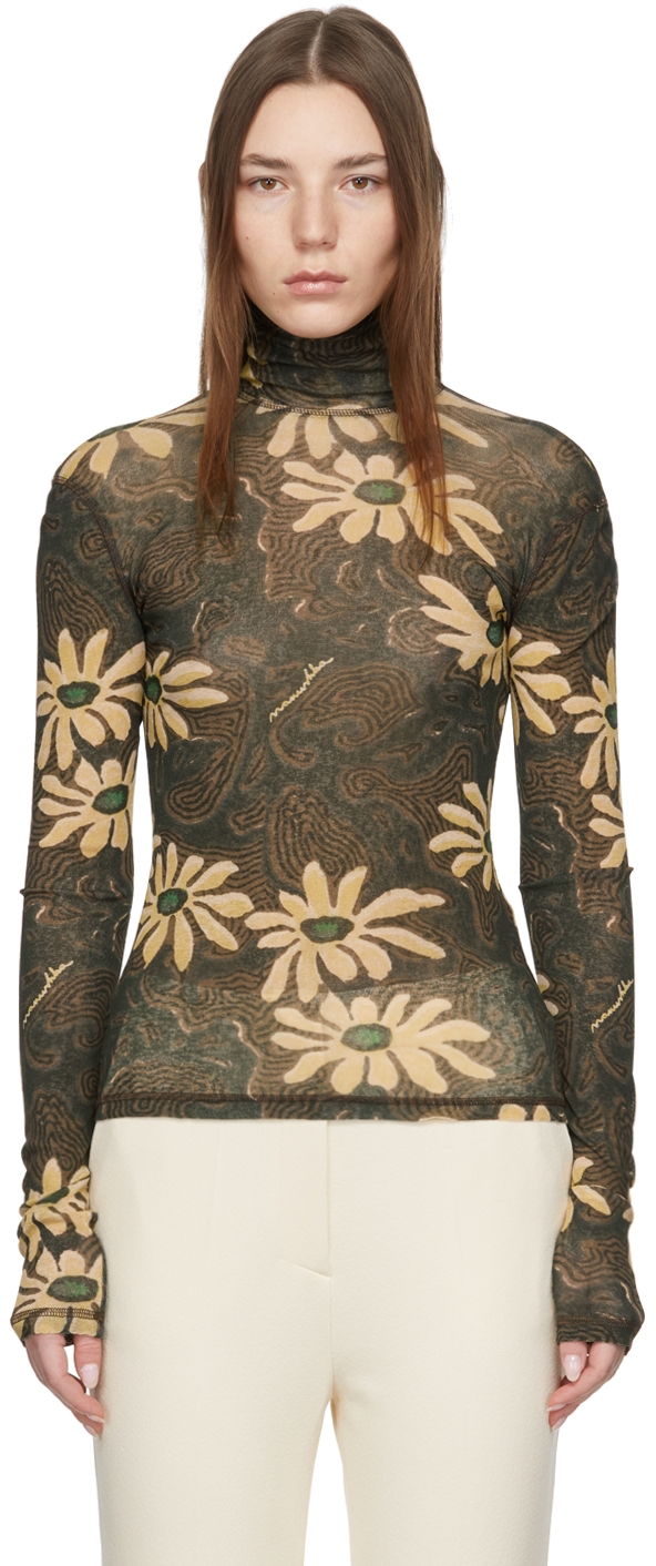 Пуловер Nanushka Nanushka Harri Floral Turtleneck Top Кафяво | NW22RSTP00999, 0