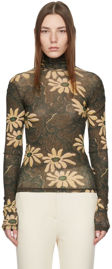 Пуловер Nanushka Nanushka Harri Floral Turtleneck Top Кафяво | NW22RSTP00999, 0