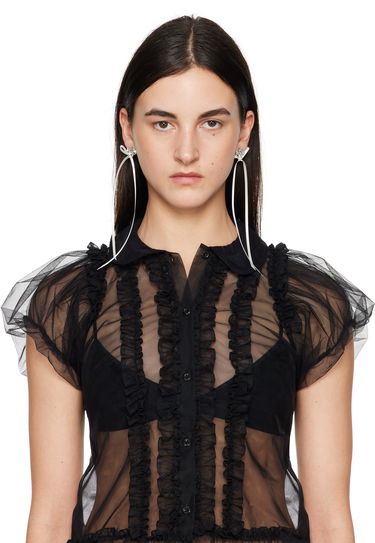 Значка Simone Rocha Simone Rocha Victorian Bow Ribbon Stud Earrings Бяло | ERG525 0903, 2