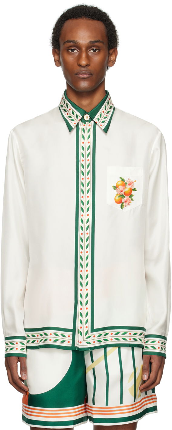 Риза Casablanca 'Oranges En Fleur' Shirt Бяло | U-MPS24-SH-021-01